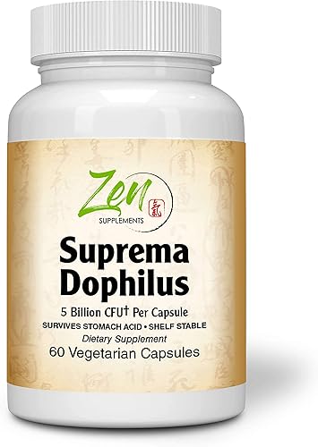 Zen Supplements - Suprema-Dophilus - Probiótico de 5 mil millones de UFC - 8 cepas - Estable en almacenamiento y resistente a los ácidos - Apoya la