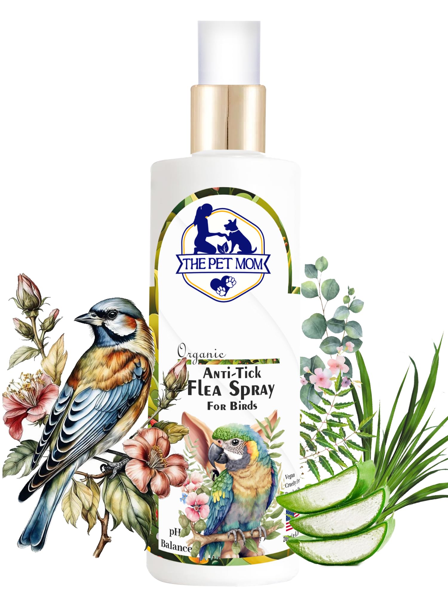 Anti-Tick Flea Budgerigar Bird Spray For Ticks, Lice, Fleas, Anti-Itching |Soft & Conditioned Coat –Allergy Free Tick Repellent | Waterless Tick Shampoo For All Budgerigar Breed Bird 200ml