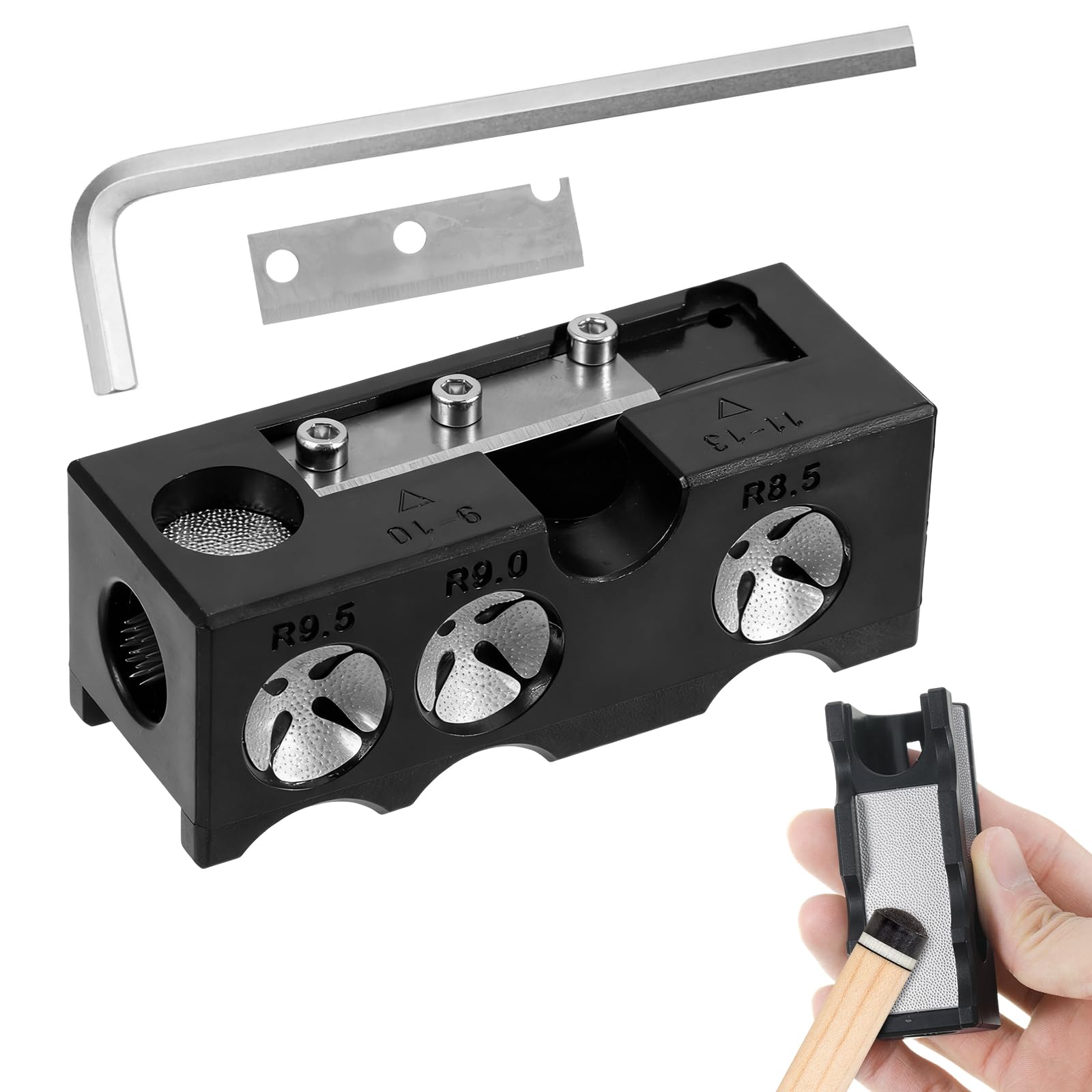 CIGTSICO 11-in-1 Cue Tip Shaper, Professional Pool Cue Tips Repair Tool, Multifunctional Pool Cues Shaper, Pool Cue Accessories for Replacement and Shaping Cue Tips
