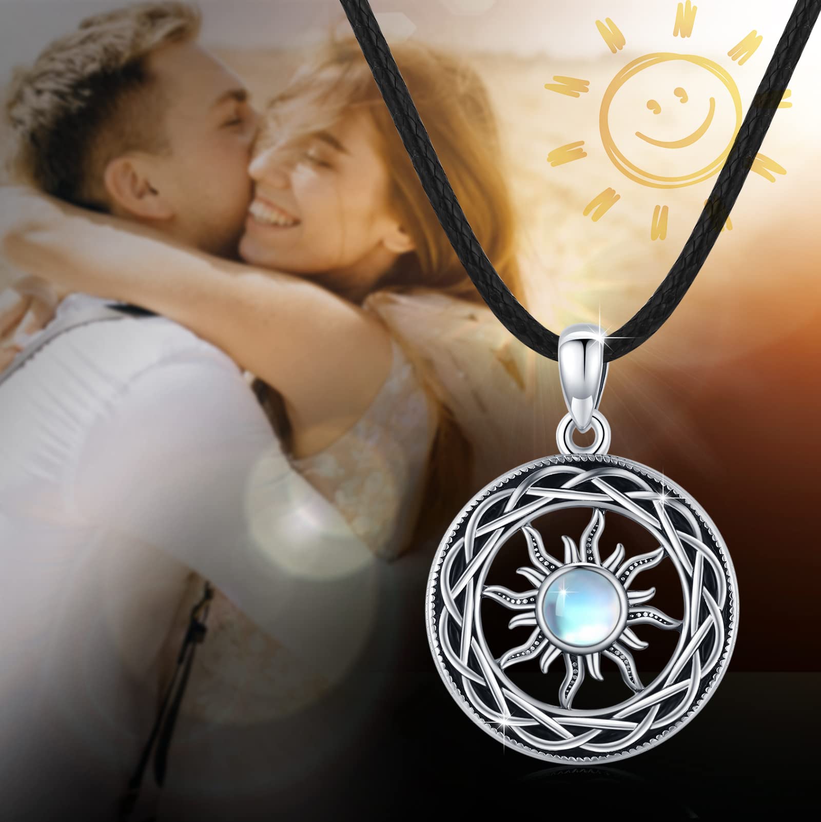 Naszyjnik ze srebra wysokiej próby 925, łańcuszek celtycki, amulet, dla kobiet, dziewcząt, mężczyzn, prezent, Srebro szterlingowe, Kamień księżycowy
