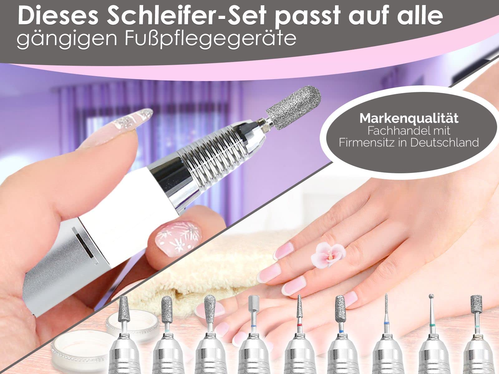 11 Teiliges Diamantschleifer Nagelfräser Fräser-Bits-Set mit Vitrinen-Box