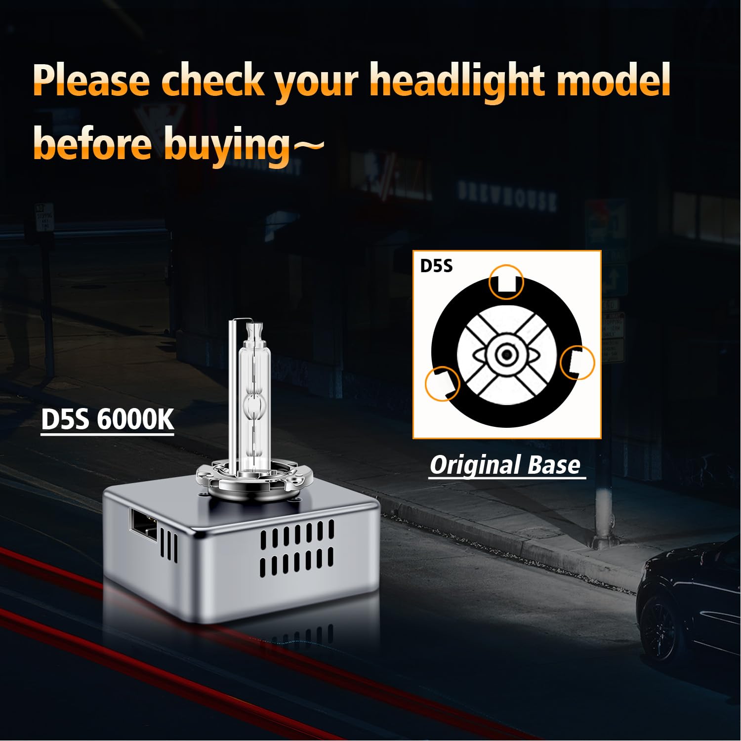 Bombillas Xenón D5S 25W 6000K Blanco Puro 12V HID Faros Coche Alto/Bajo, 2 Unidades