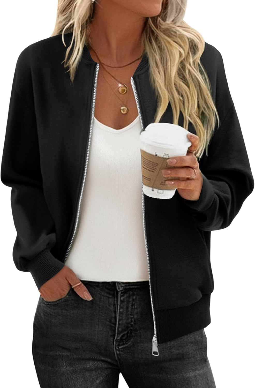 KISSMODA Womens Zip Up Jackets Sweatshirts Long Sleeve Casual Coat Outwear With Pockets - Image 5