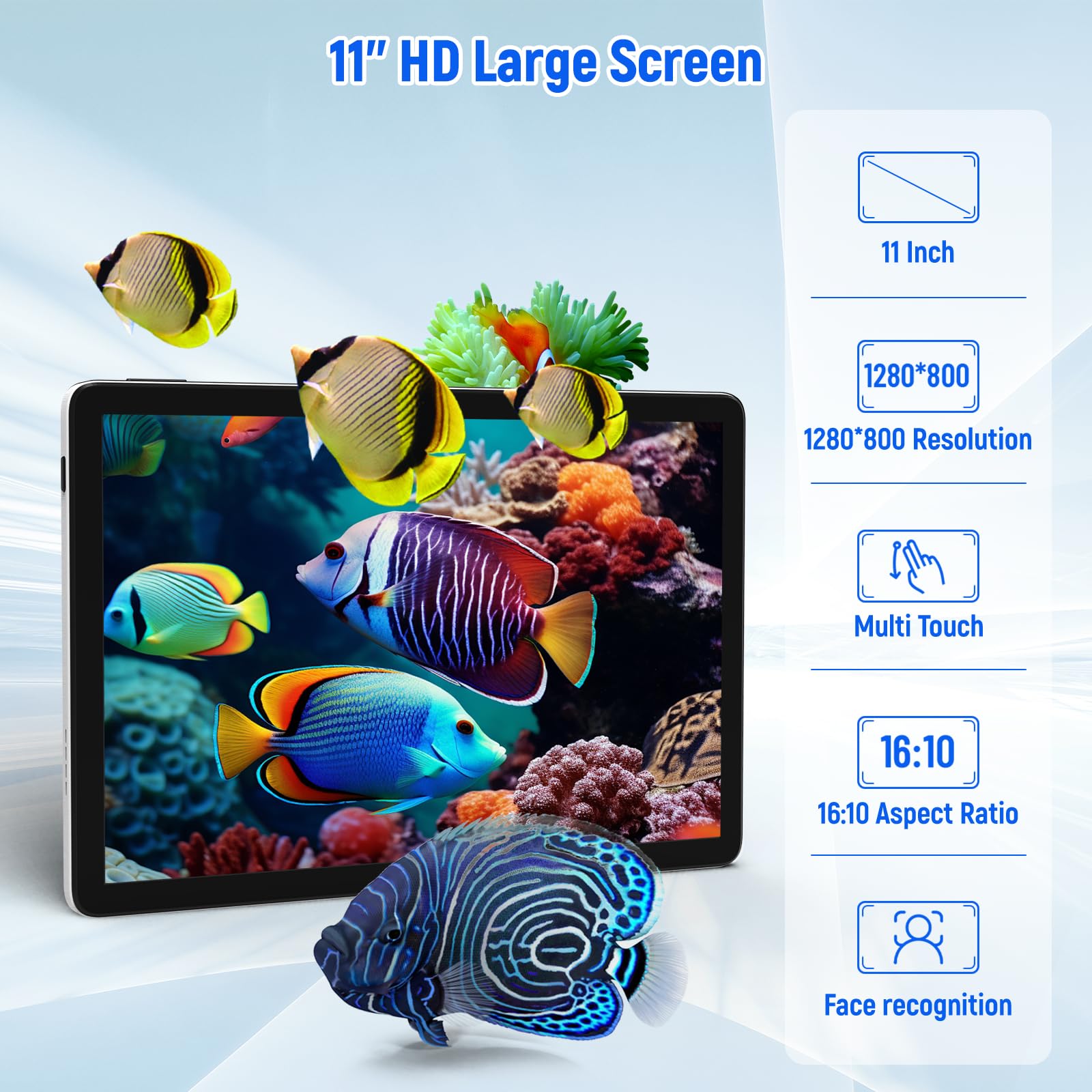 Tablet, Android 14 Tablet 11 Zoll, 16(4+12) GB RAM 128GB ROM 1TB TF Expandable, Widevide L1, Octa-Core Processor, 1280*800 IPS HD Touchscreen 6800mAh Akku WiFi 6 BT 5.3 Dual 5MP+8MP Kamera (Weiß)
