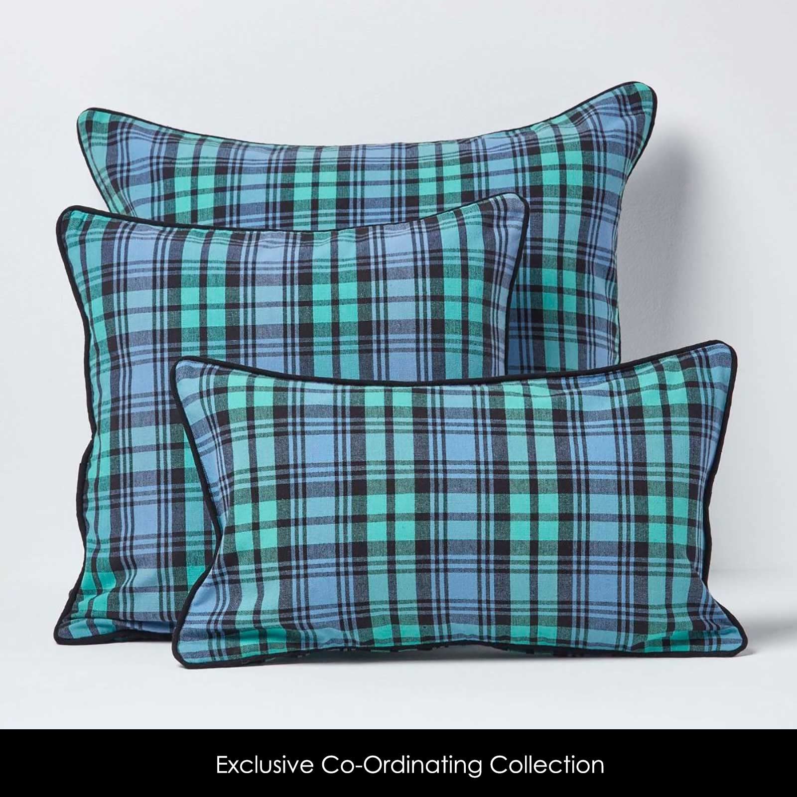 HOMESCAPES – Paire de Rideaux à œillets Bleu Tartan – Blackwatch 137 x 182 cm