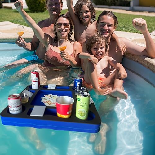 Miniatura 2 de Mesa flotante de juegos de piscina para adultos, soporte para bebidas todo en uno y estación de refrigerio para piscina, playa, bañera de