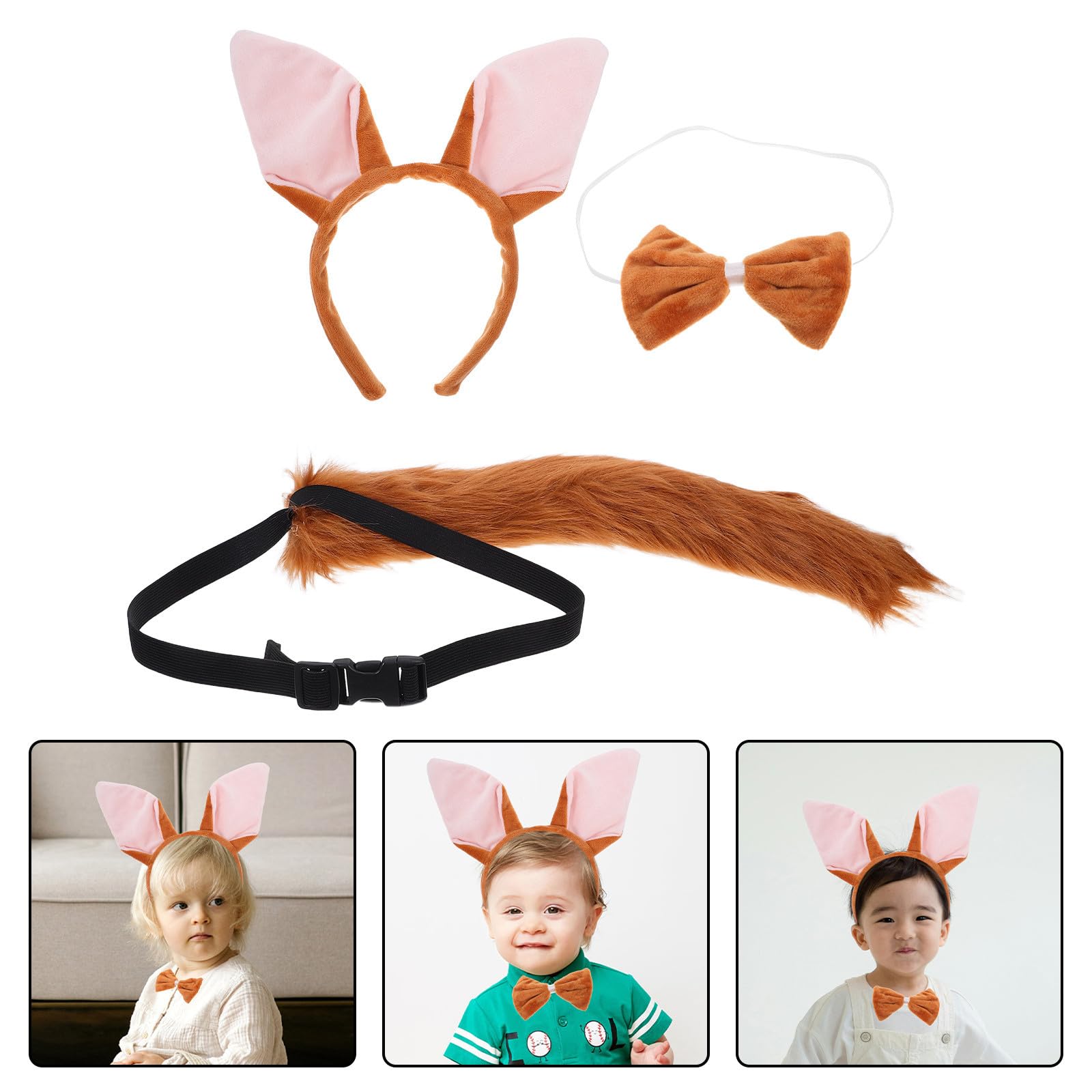 Healeved 12 Piezas Diadema Orejas de Peludo Marrón de Poliéster Ajustable para Fiestas de Jungla y Cosplay, Cómoda para Adultos Carnaval