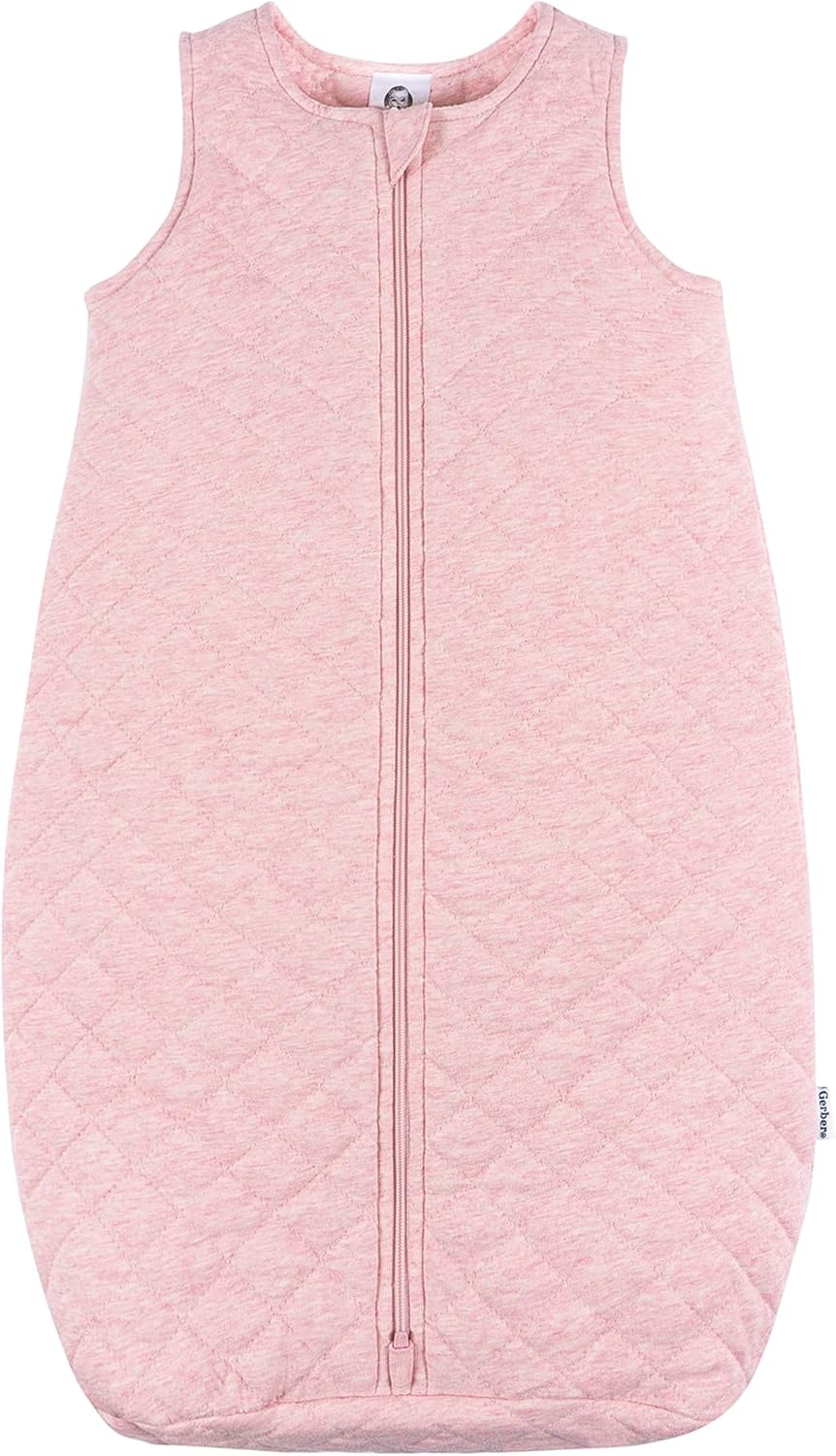 Gerber Unisex Baby Quilted Wearable Blanket, Cotton Blend, Oeko-tex Certified, 2-way Zipper, Safe Sleep Solution