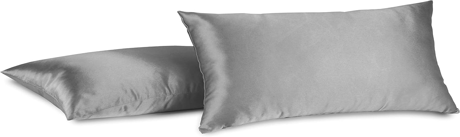 Aiking Home 100% Polyester Bridal Satin Luxury Pillowcases – Set of 2 Invisible Zipper Pillowcases – Machine Washable – (Standard 20×26 inch, Charcoal) Aiking Home 100% Polyester Bridal Satin Luxury Pillowcases – Set of 2 Invisible Zipper Pillowcases – Machine Washable – (Standard 20×26 inch, Charcoal)