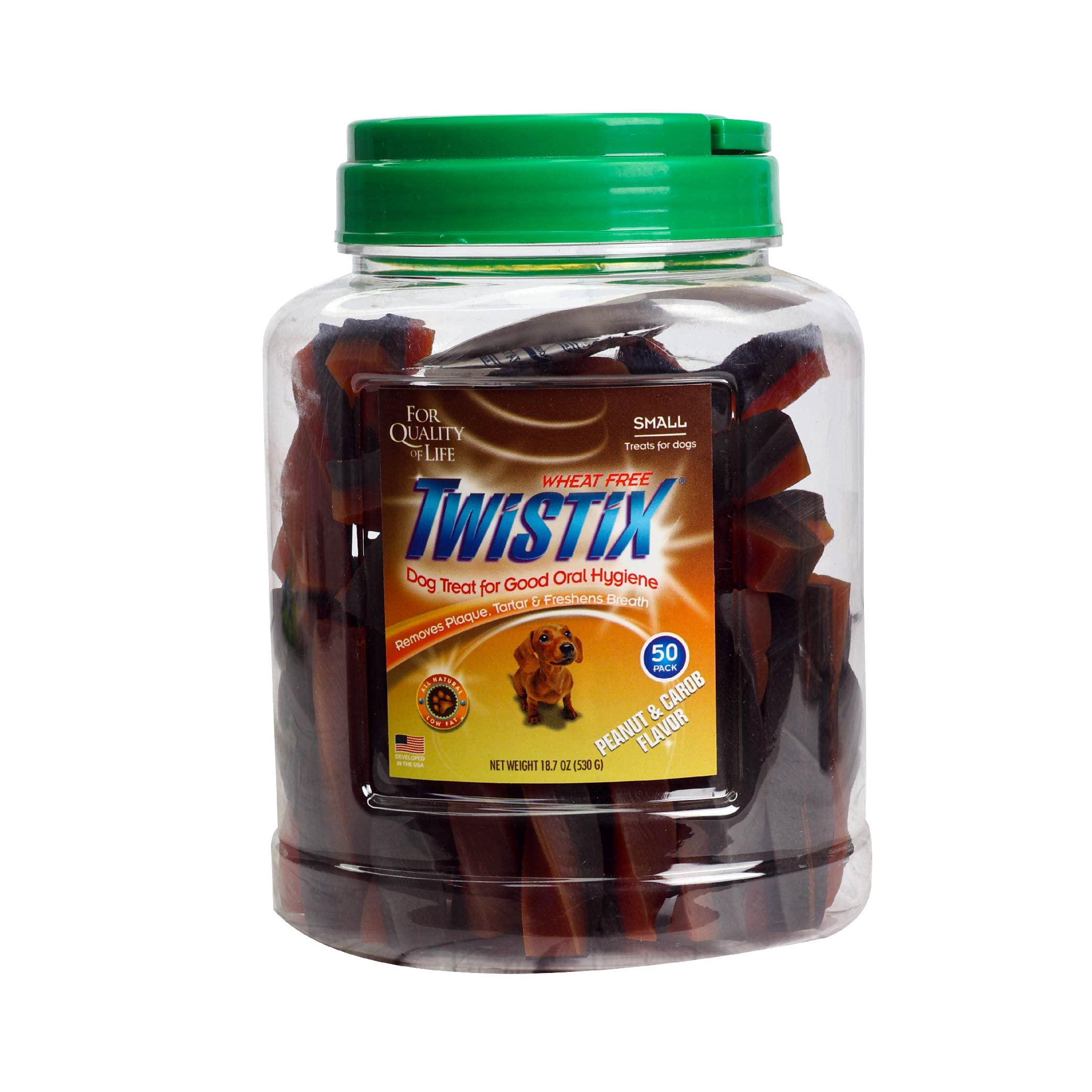 Twistix Peanut & Carob Dog Treats - Small - 500 GMS Canister (50 Sticks)