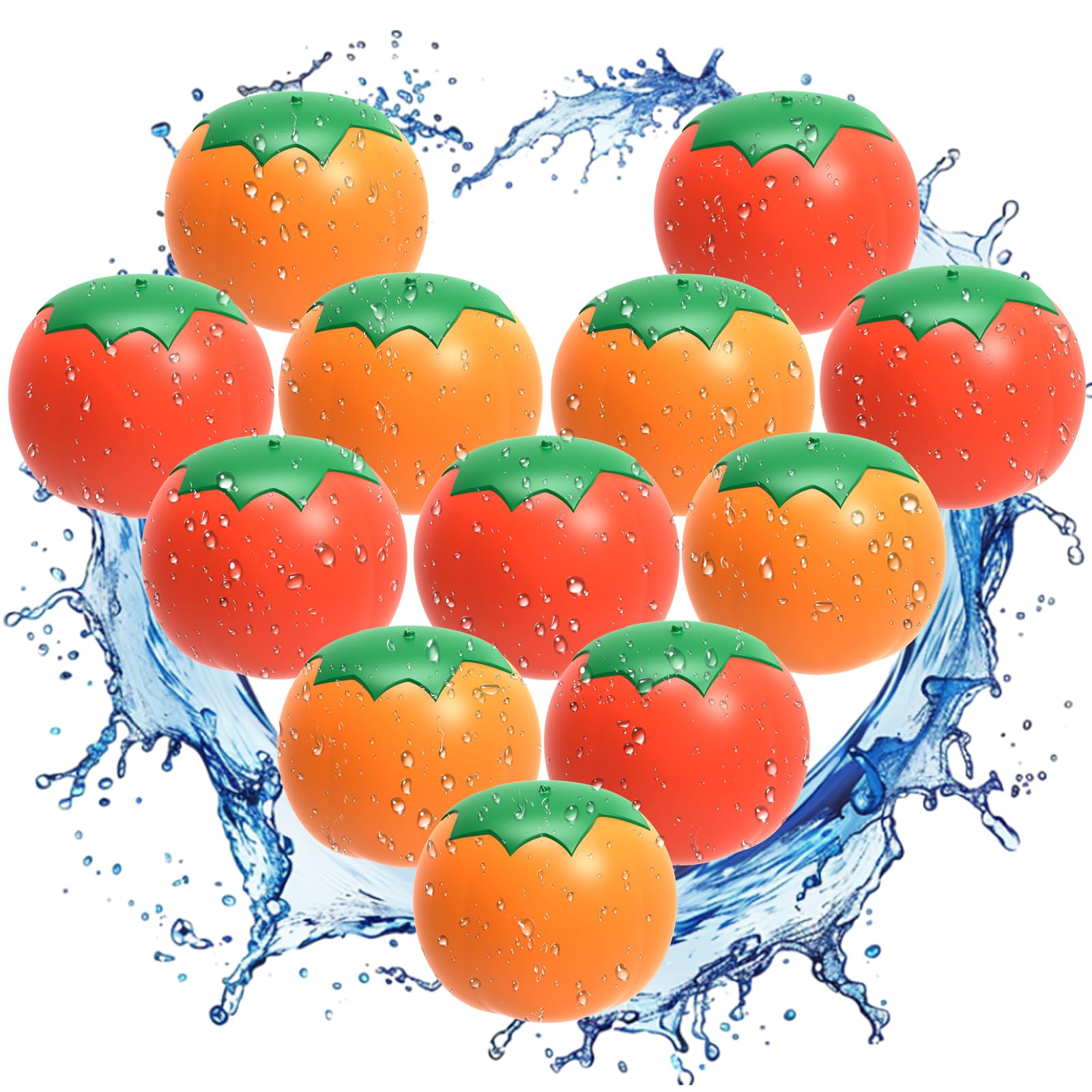 Reusable Water Balloons Refillable for Kids: Soft Tomatoes Material Self Sealing for Outdoor Activities - Summer Pool Beach Water Bomb for Boys Girls 3-12 Years (12Pack)