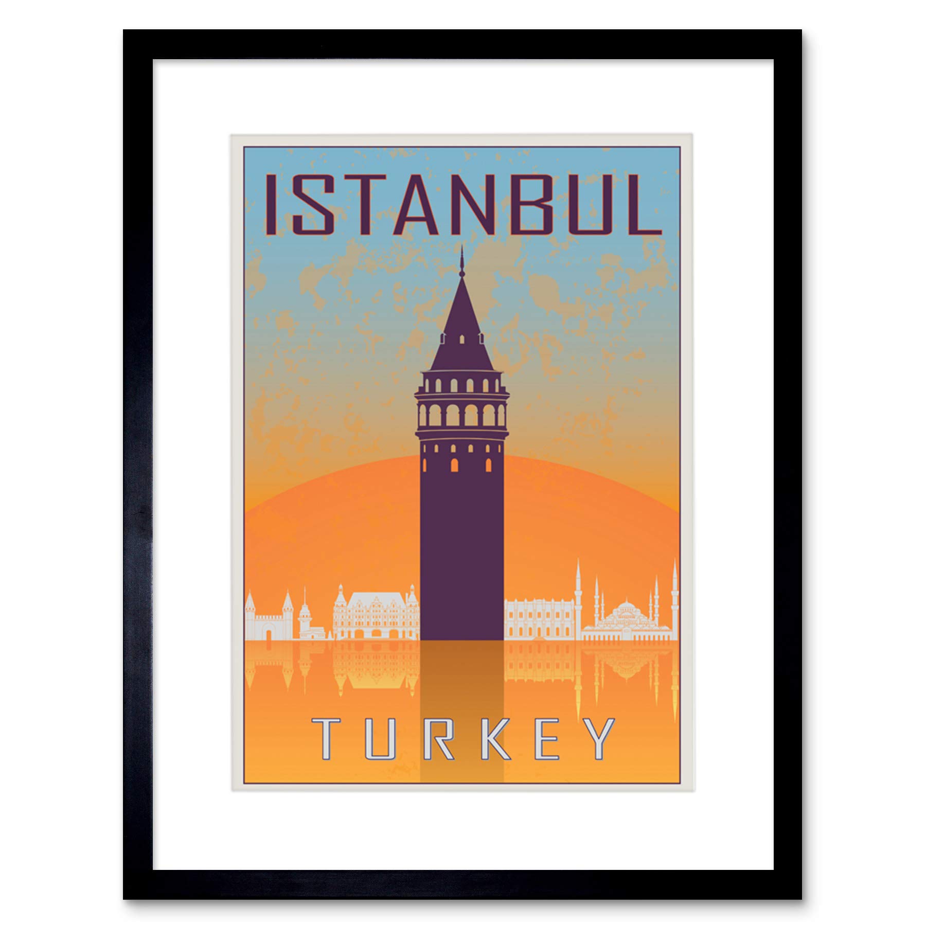Wee Blue Coo Travel Istanbul Turkey Galata Tower Byzantine Framed Wall Art Print