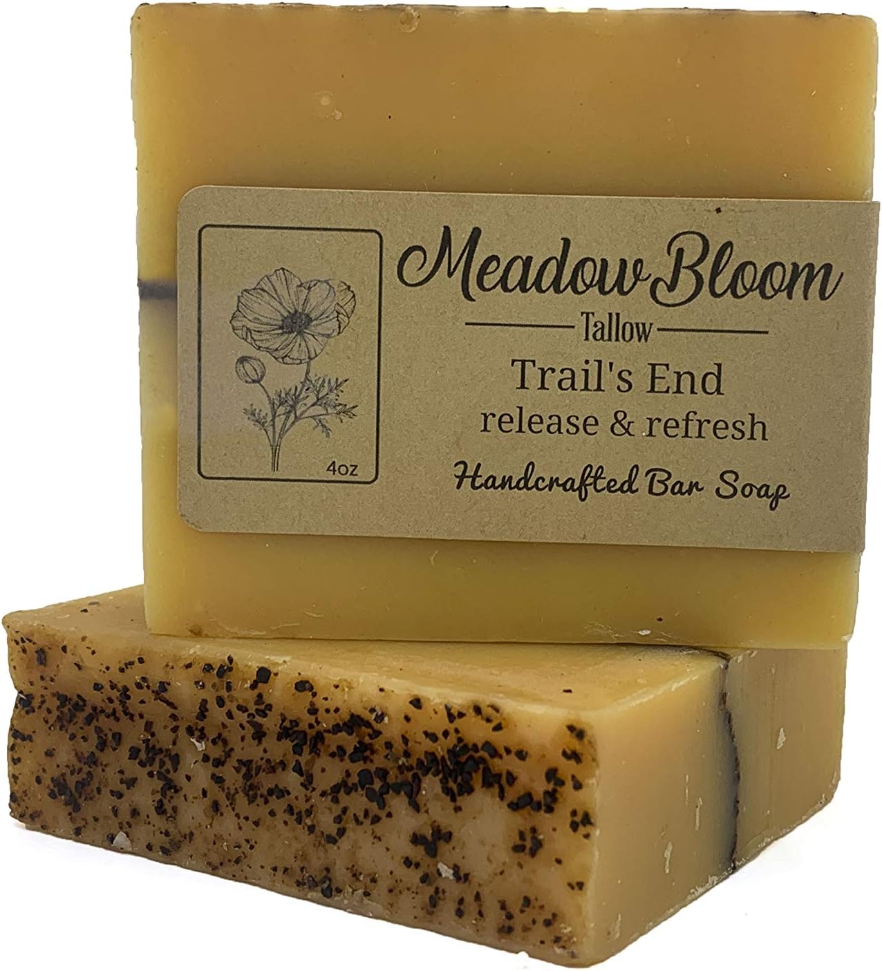 EST'D 2004 HC Meadow Bloom Tallow Bar Soap - Lemongrass, Coffee & Turmeric 2 Pack - Made with All Natural 100% Grass Fed Tallow Handmade Soap Bar - Great for Face or Body Soap