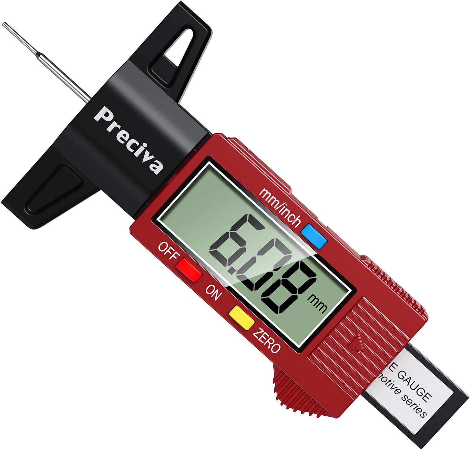 Tyre Tread Depth Gauge, Preciva Burgundy 0-25.4mm/Inch Digital Tire Surface Checker UK Measuring Tool UK with Large LCD Screen for Cars, Trucks, Vans