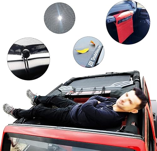 Miniatura 6 de Shadeidea JK - Funda para techo de malla suave compatible con Jeep Wrangler JKU (2007-2018) - Bloqueador UV contra el ruido del viento - Garantía