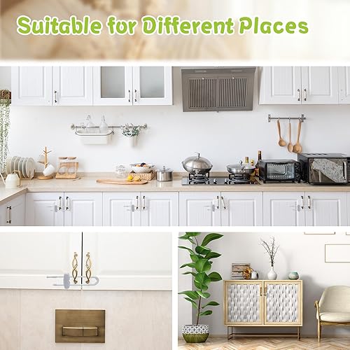 Miniatura 6 de Cerraduras de gabinete para bebés, 6 cerraduras ajustables en forma de U para armario, cocina, baño, cajón, nevera, puertas de armario, pomos y
