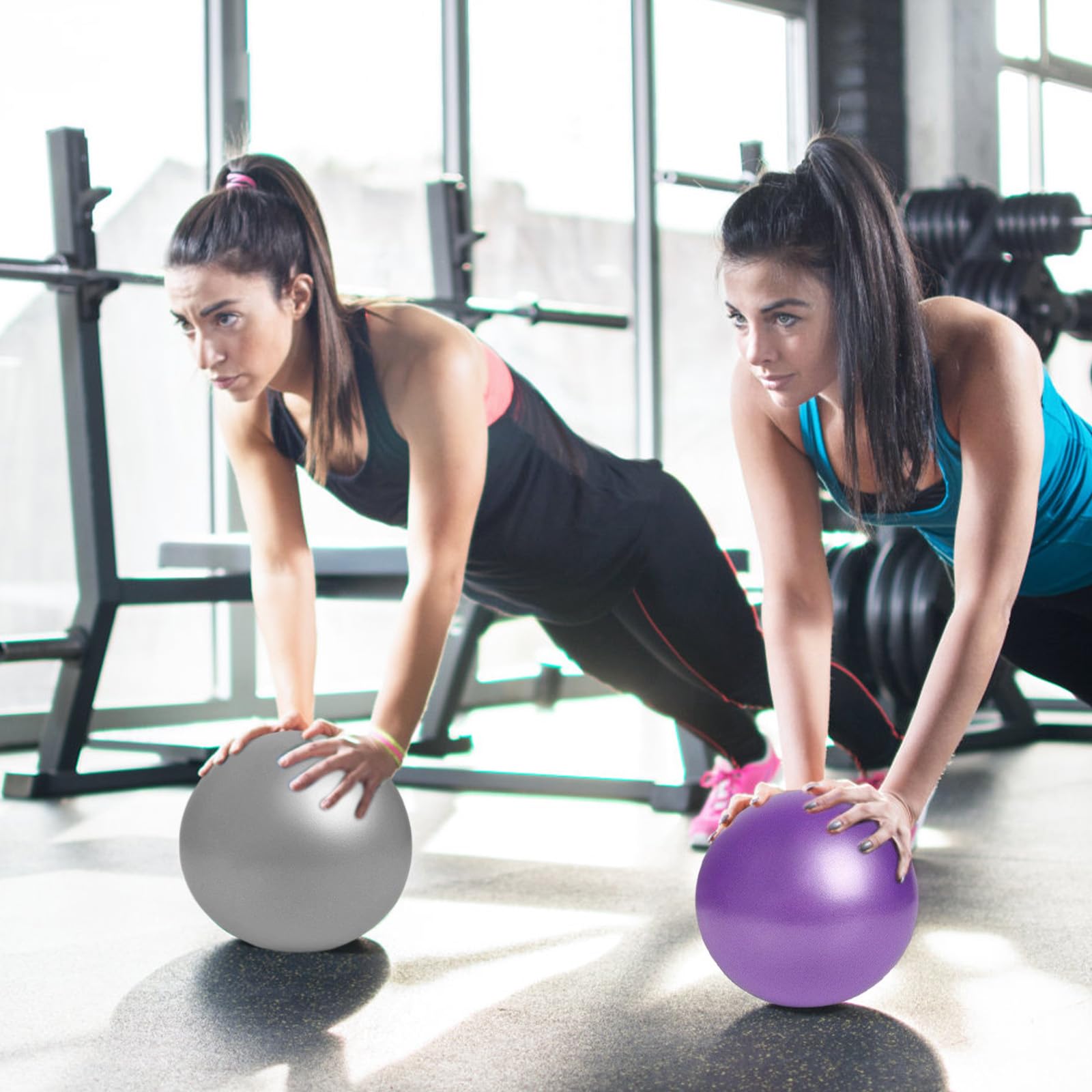 Pelota de yoga de 25 cm, juego de 4 pelotas de pilates mini fitness antideslizante con bomba incluida para entrenamiento en casa, oficina, estiramiento, equilibrio y gimnasia
