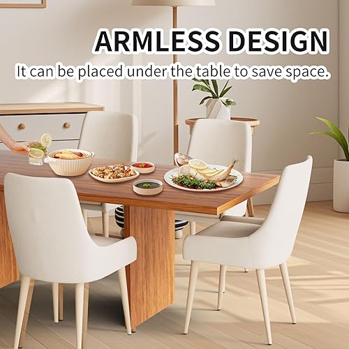 Miniatura 9 de Juego de 2 sillas de comedor, silla de cocina tapizada moderna de mediados de siglo, sillas laterales de tela con respaldo alto, asiento acolchado