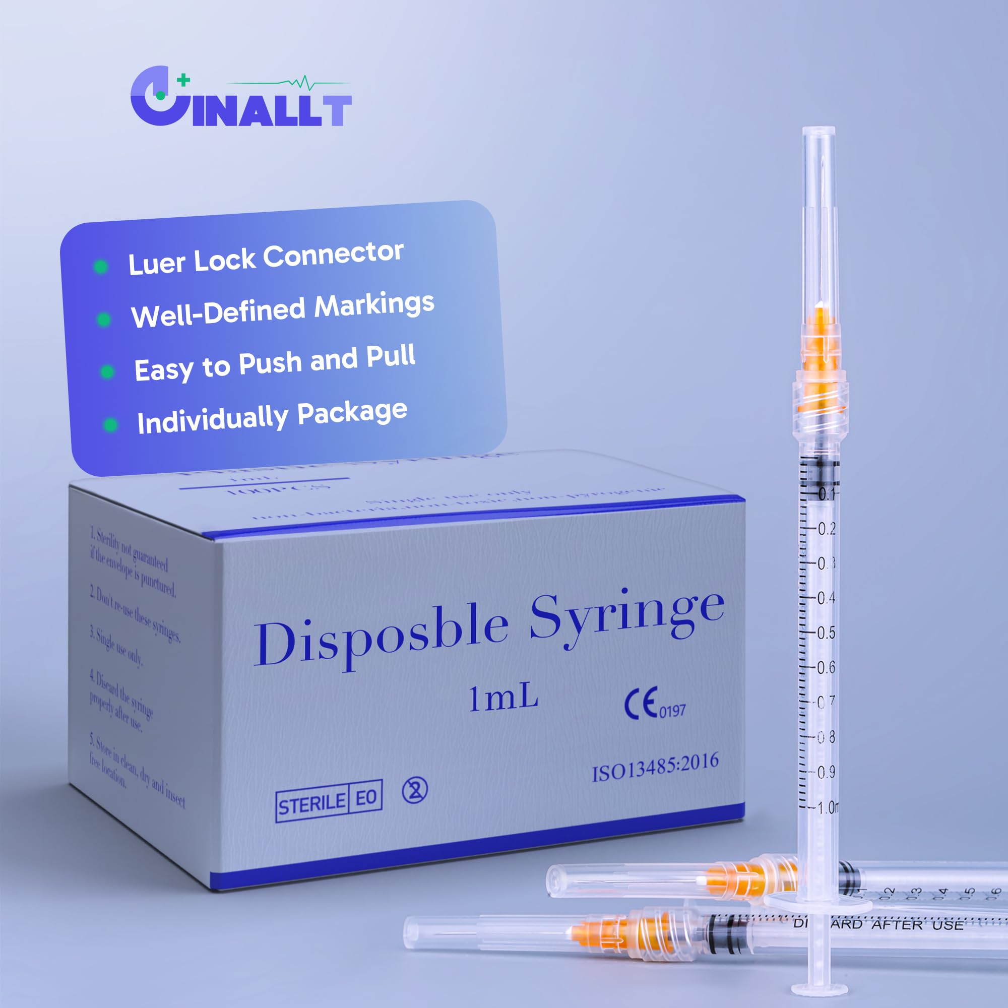 1ml Syringes with Needles 25G 1" Disposable Lab Luer Lock Syringe, 100 Pack — Amazon image 2
