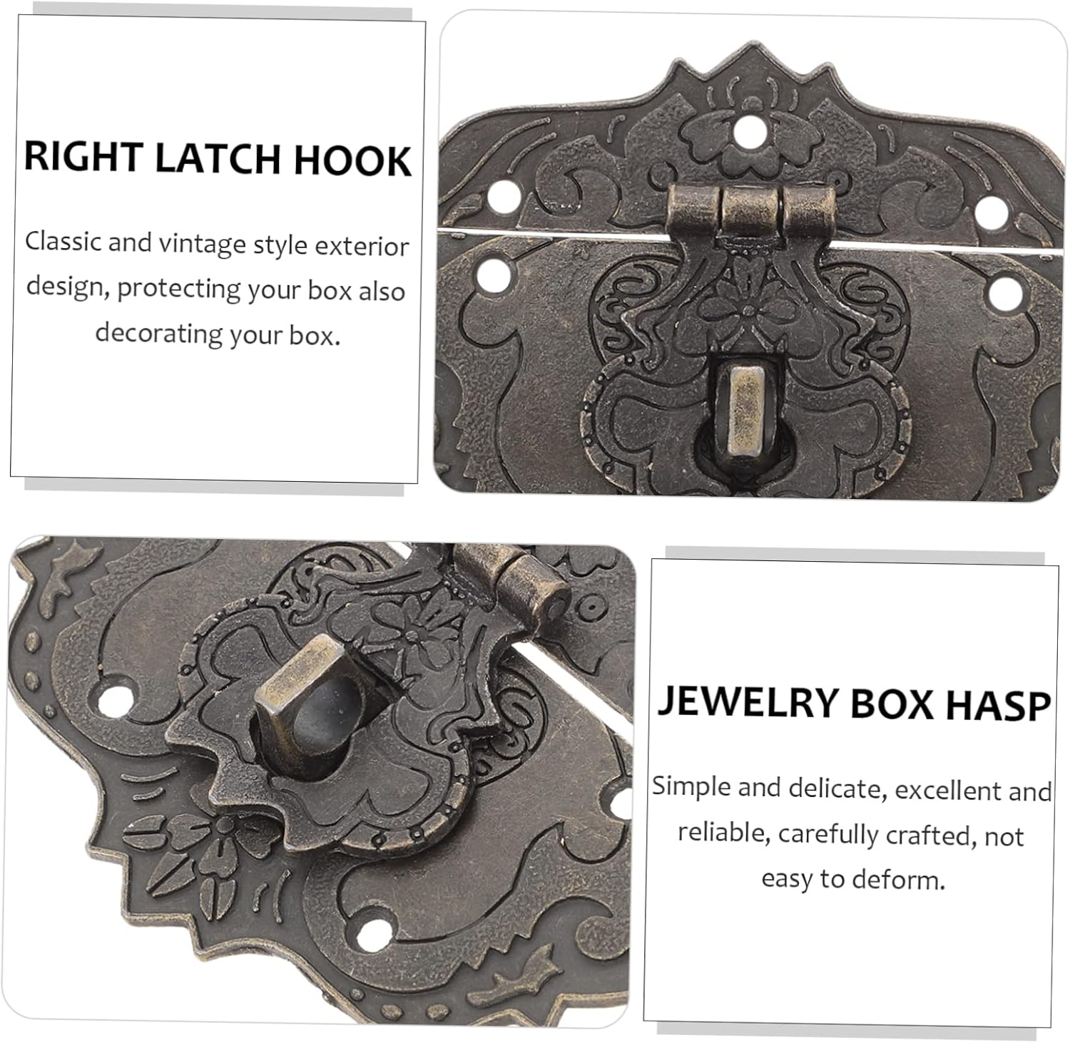 Padlock Latch, Toggle Latch,Latch Clasps,4pcs Buckle Decoraciones para Vintage Decor Vintage Jewelry Box Jewelry Chest Hardware Jewelry Box Hasp Wooden Box Hasp Lock Cabinet(7.6X5.7 CM)
