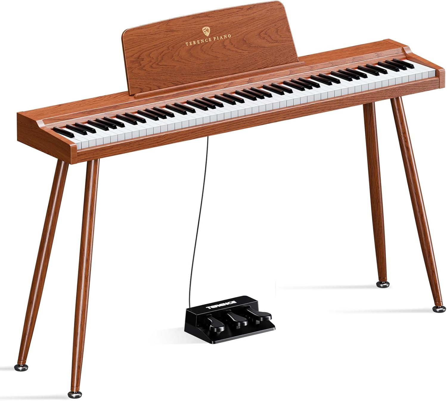 TERENCE Digital Piano 88 Key Semi-Weighted Keyboard, Full-Size Keyboard Piano for Beginners, Electric Piano with Stand, Triple Pedal, Removable Music Stand, Power Adapter