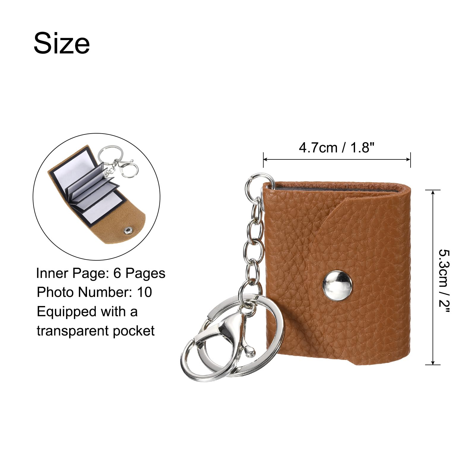 QUARKZMAN Portachiavi Personalizzato con Immagini, Mini Album Fotografico Pelle Personalizzato con 10 Immagini Fai Da Te Libro Chiave Memoria Ring per Famiglia, Marrone