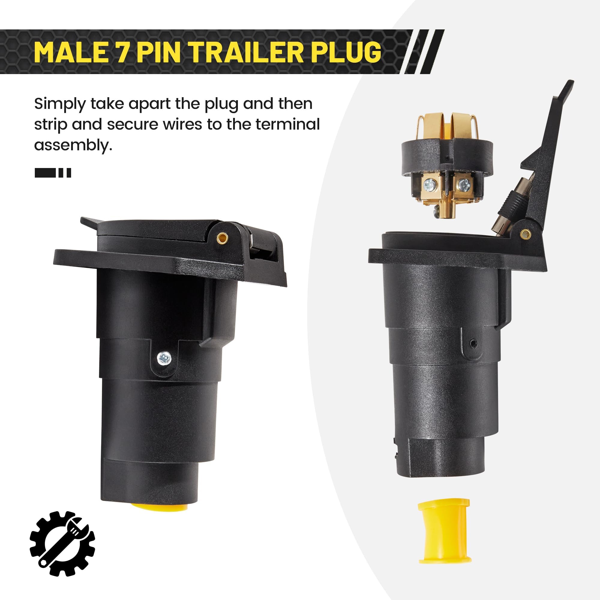 【ADRER】7way cote 7 Way RV Blade Molded Plug Trailer Wire 8 FT Cable Cord