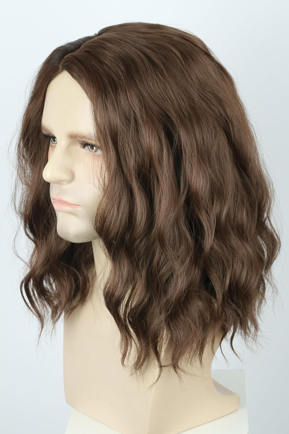LeMarnia Brown Short Curly Wigs for Men Halloween Costume Party Wig, Brown-1 - Image 2