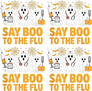 Funny Nurse Ghost Halloween Vaccine Say Boo to The Flu Iron on Decal for