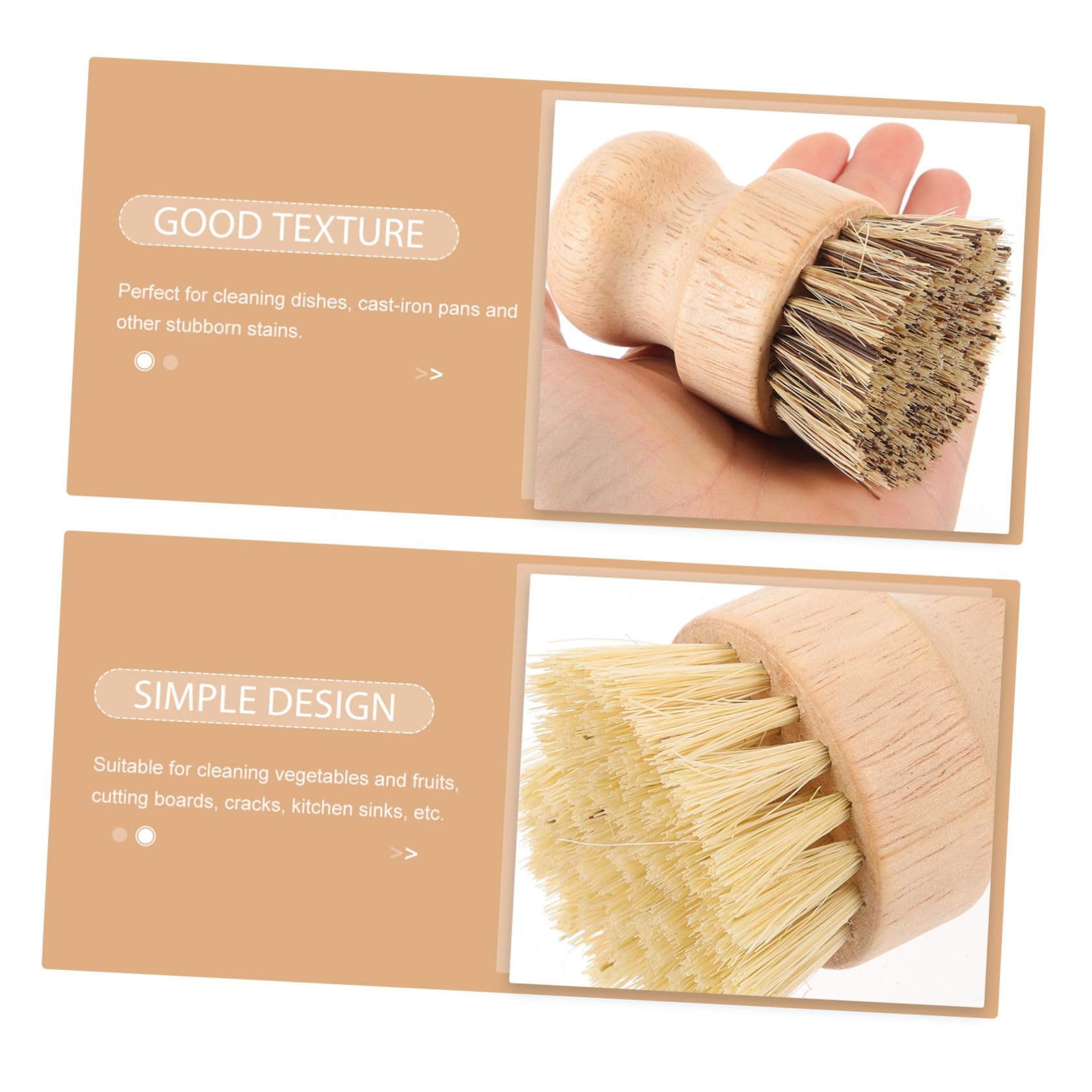 Beaupretty 6piezas Cepillos De para Fregar y Ollas De Cepillos De Cocina De Madera Cerdas Ecológicas para Limpiar Fregaderos y Utensilios De Cocina