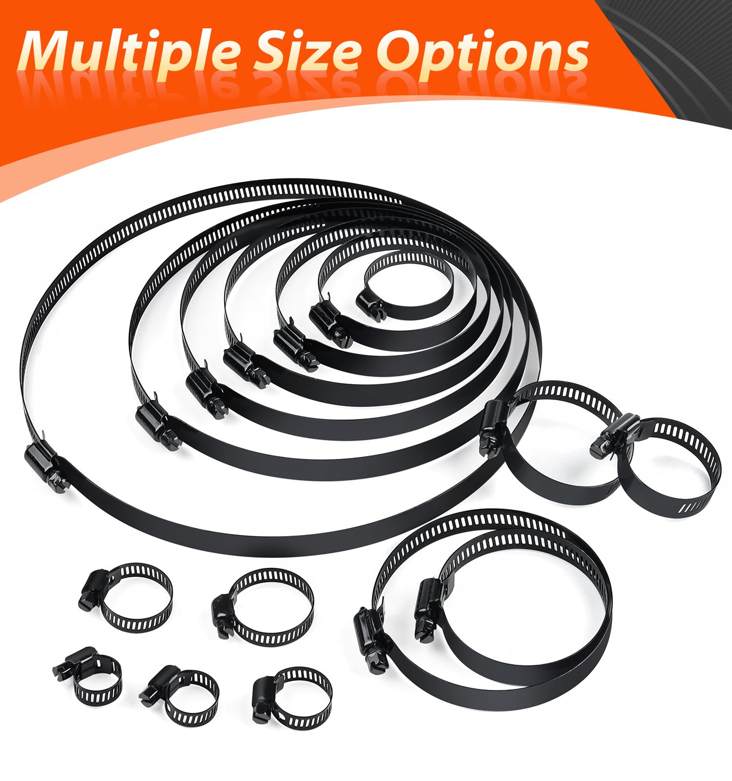 Negro Abrazaderas para manguera 118-140mm, 4 piezas Abrazaderas para piscina de acero inoxidable, gran abrazadera de tubo Abrazaderas de tubo para ventilación, tubo de piscina, tubo de