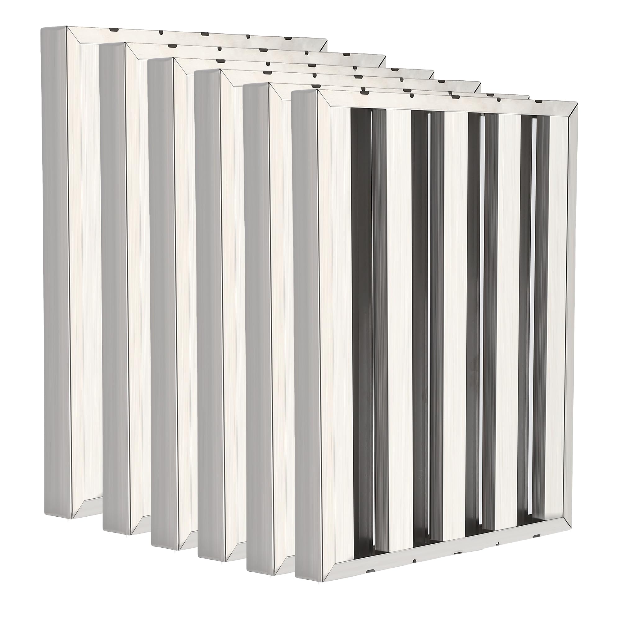 GarveeTech 6-Pack Commercial Hood Filters – 50 x 40 x 5 cm, Grease Baffle Filter Stainless Steel Kitchen Extraction Hood, for Kitchen & Restaurant Exhaust Hood Systems – Silver