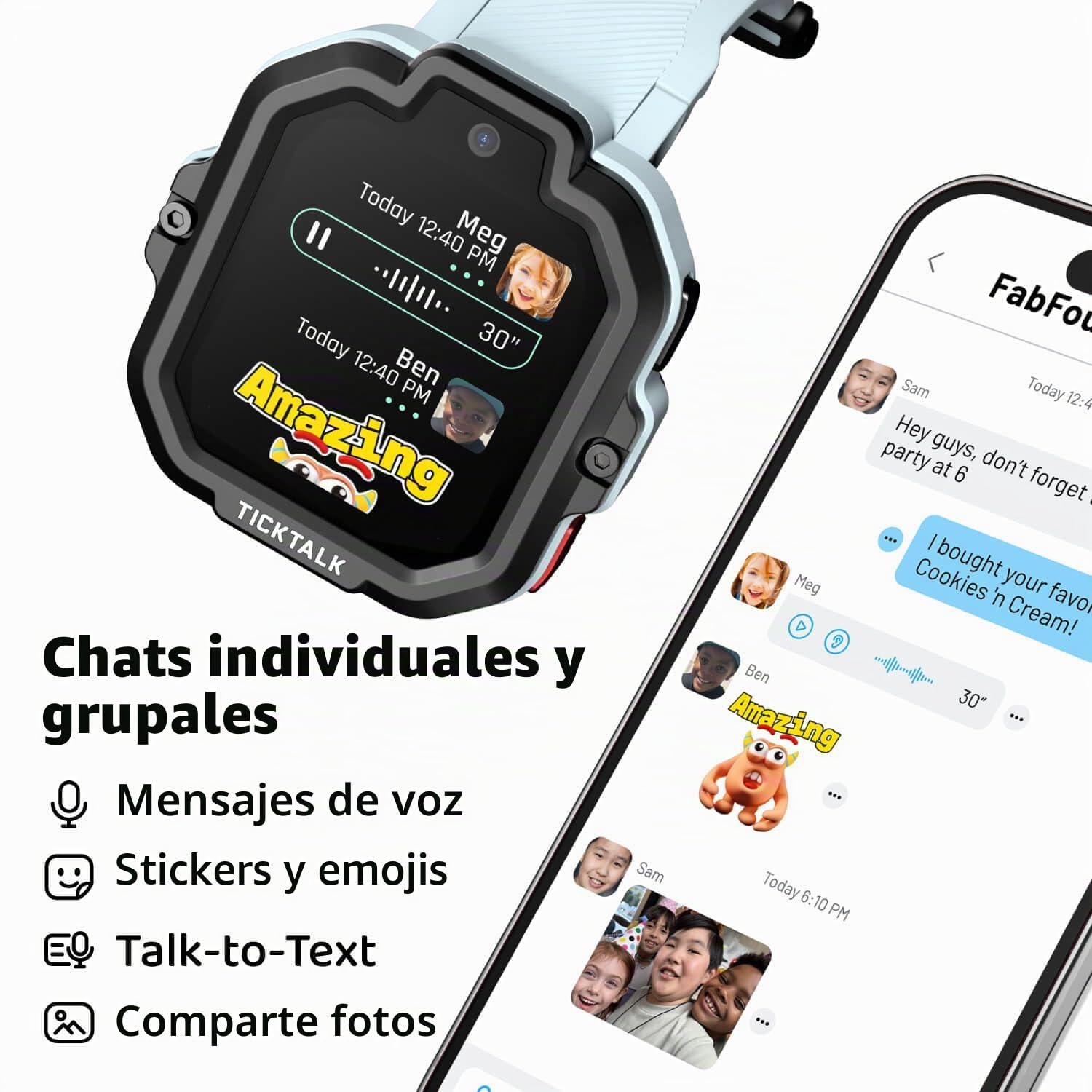 TickTalk5 - Reloj inteligente con rastreo GPS, videollamadas, SOS y controles parentales | Reloj con música gratis, mensajes de texto y llamadas