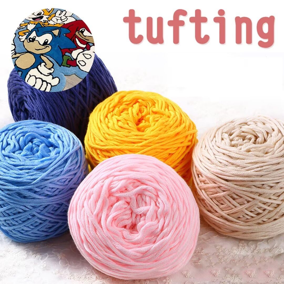Gomitoli di Lana 6 x 380g gomitoli di Maglia Assortiti, Set Misto di Cotone e Poliestere dai Colori Vivaci per Maglia, Uncinetto, per Pistola per tufting, gomitolo da 5 mm