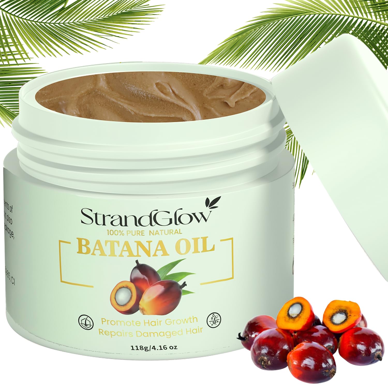 Batana Oil for Hair Growth - 100% Raw & Organic Dr Sebi Batana Oil - Cold-Pressed & Pure Unrefined Batana Hair Mask for Women & Men - Enhances Hair Thickness, Prevents Loss, Repairs Split Ends