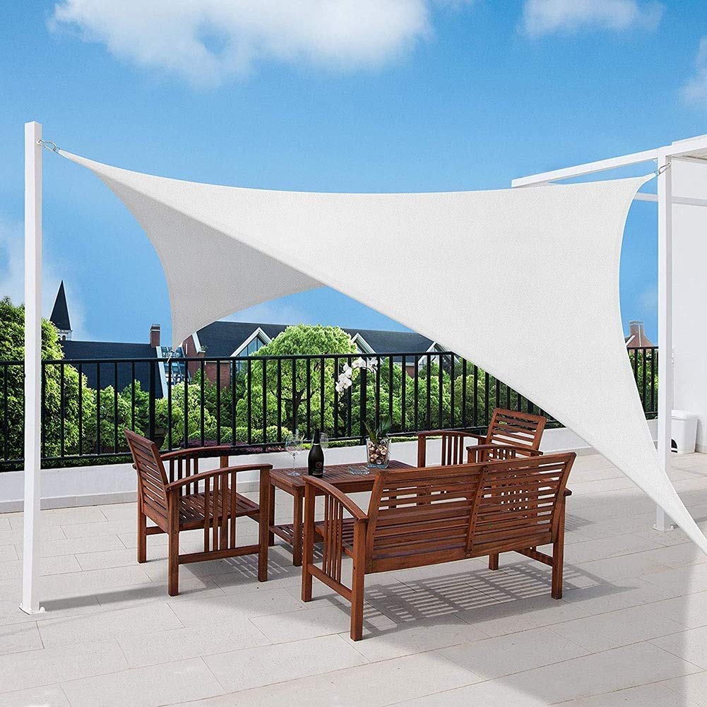 Sonnensegel, Vordach für Garten, Terrasse, Terrasse, Campingplatz, UV-Block, stark und stabil, 6 x 6,5 m, Weiß