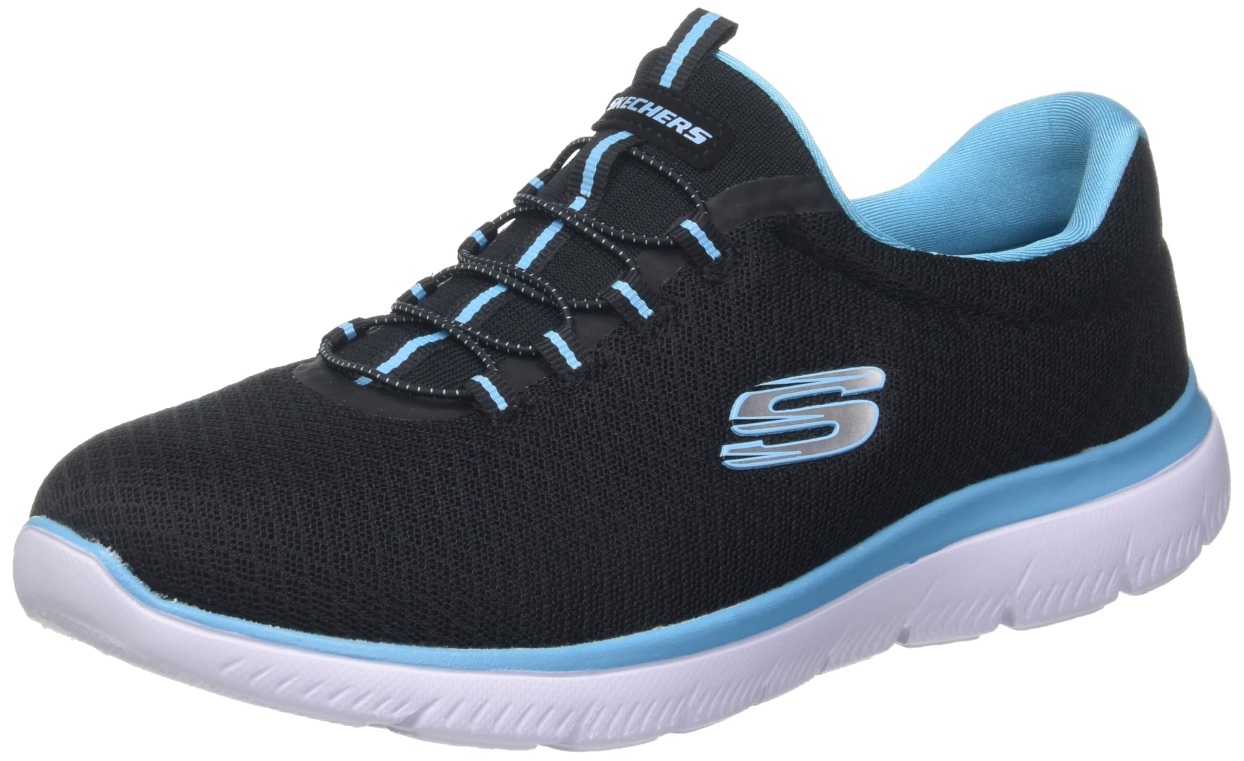 Skechers Womens Summits Top Player Sneaker, Black Turquise, 7 UK