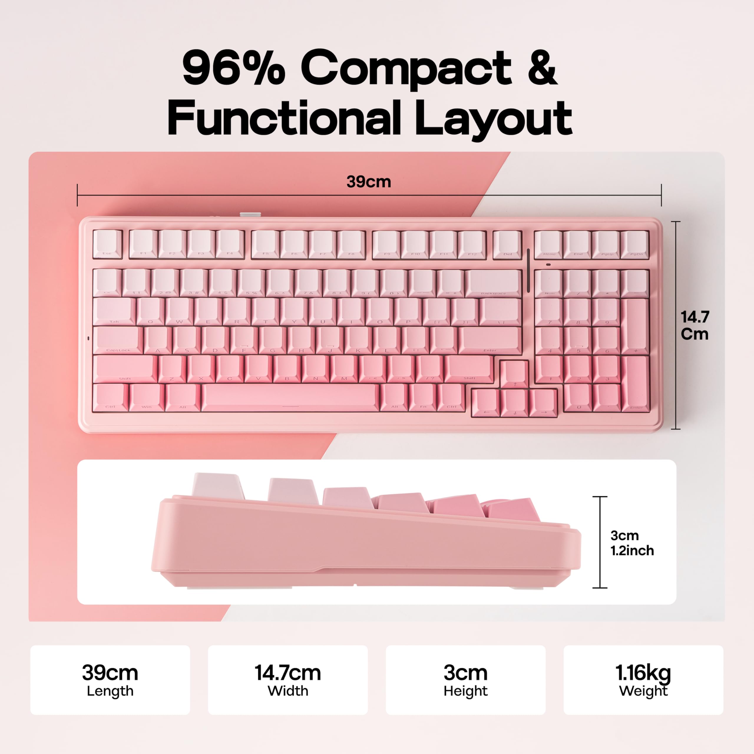 MechLands Aula F99 - Teclado inalámbrico para juegos al 96%, batería de 8000 mAh, teclado mecánico de junta cremosa, BT/2.4GHz/USB-C, intercambiable en caliente, interruptor lineal prelubricado, RGB