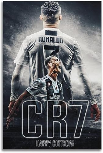 VCLUST Cristiano Ronaldo - Póster de fútbol para decoración artística de pared, lienzo para decoración de dormitorio, 16 x 24 pulgadas, 2 unidades