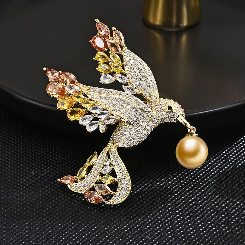 NONNYL Elegant South Sea Golden Pearl Brooch Pins Costume Jewelry For Women Fashion Christmas Gifts Wife Mom Girlfriend, Anniversary Birthday Fine Jewelry Gifts for Her NO2248