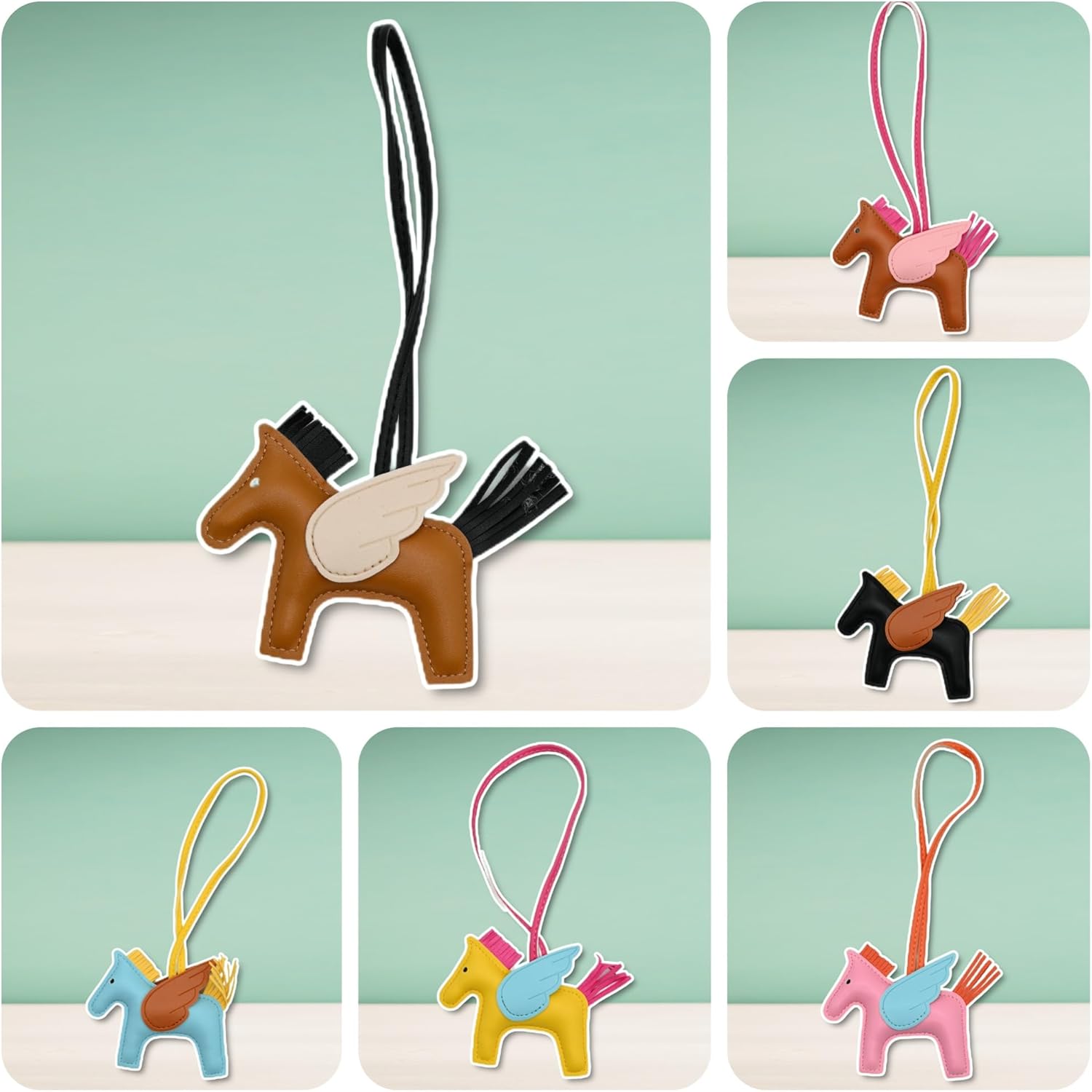 Fly Horse Purse Charms Women Cute Designer Keychain Leather Bag Charms for Handbags Tote Bag Accessories Charm Trendy - Image 5