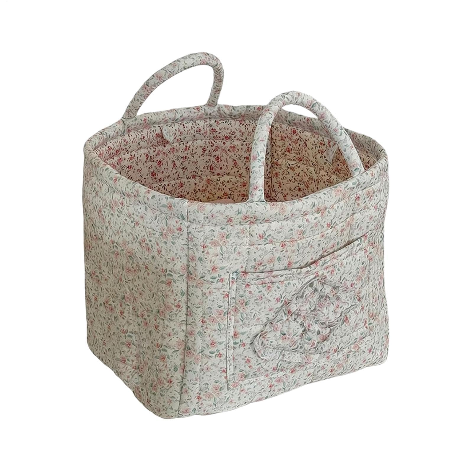 Grand panier de rangement tissu bohème avec poignées pour vêtements