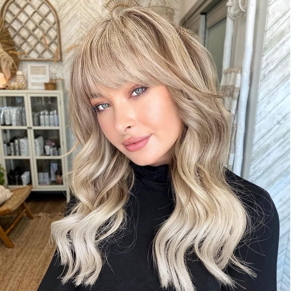Blonde mix wig brand new bangs Blonde Wig With Bangs - Etsy main image 3