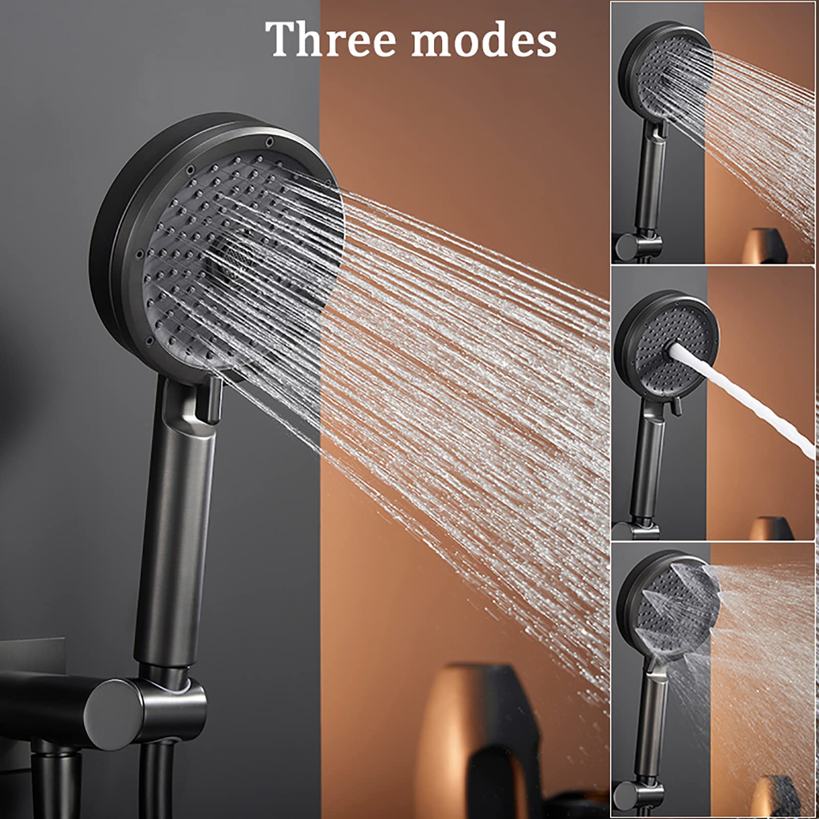 Regendusche Einhebel-Warm- und Kaltwasser-Duscharmatur-Set Wandmontiertes Regenmisch-Dusch-Kombi-Set 3-Wege-Duschvorrichtung mit Regendusche He, Duschköpfe