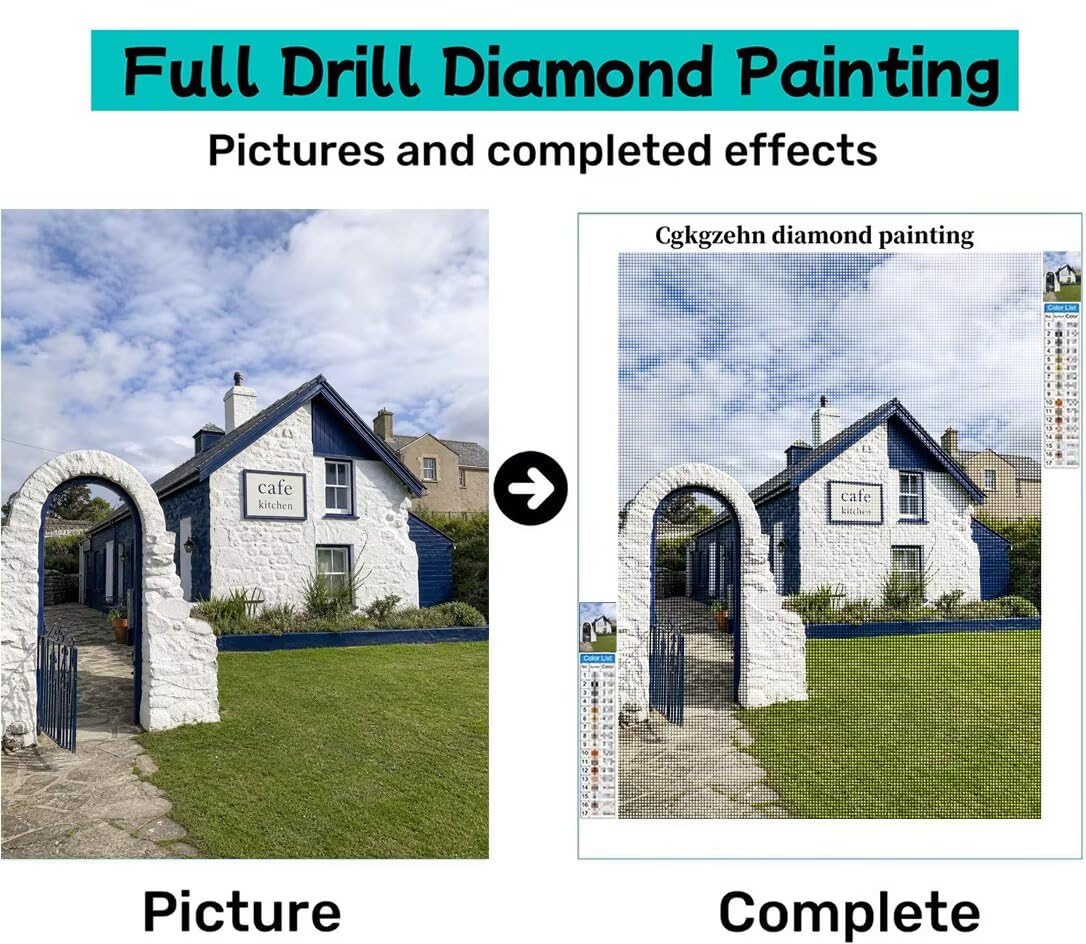 Diamond Painting Rural Kit, Manualidad Creativa y Relajante 80x100cm C8-142
