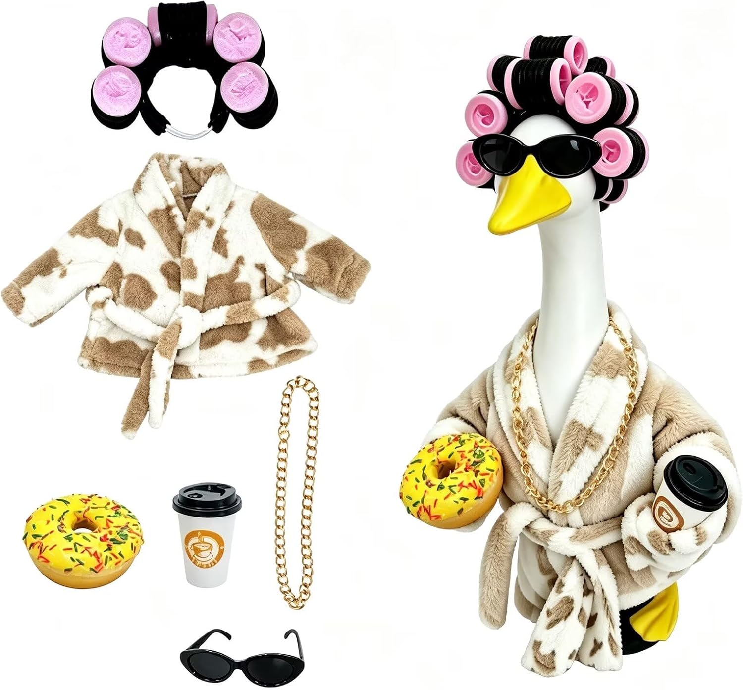 23 Inch Porch Goose Costume,Bathrobe Outfit Set for Outdoor Statue Decor