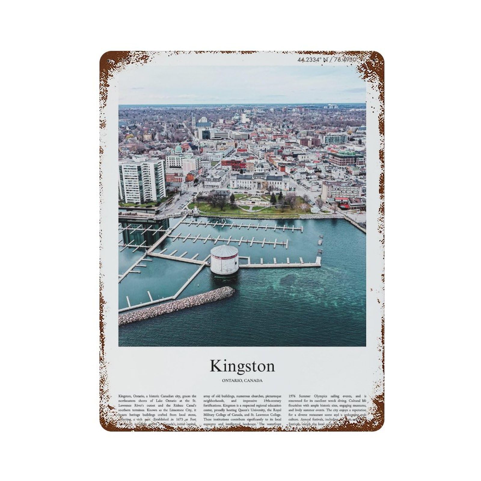 xiaoxiaoshen Kingston Ontario, Canada City Scenery Wall Decor Art Metal Tin Poster Modern Home Decor Art Home Bar Shop Decorations Vintage Sign 40x30cm
