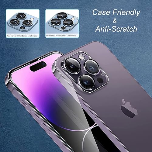 Miniatura 5 de [Paquete de 1+1] Compatible con iPhone 14 Pro Max de 6.7 pulgadas, protector de pantalla de privacidad de dureza 9H de vidrio templado y protector