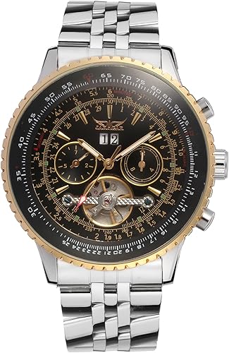 Miniatura 8 de Forsining Forsining Reloj de pulsera tourbillon para hombre de cuerda automática resistente al agua de acero inoxidable con calendario