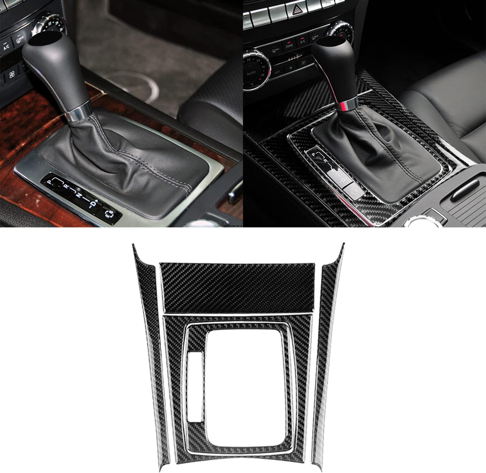 for Mercedes-Benz C-Class W204 2007-2013 Real Soft Carbon Fiber Center Console Gear Shift Panel Surround Cover Trim Kit Car Interior Accessories